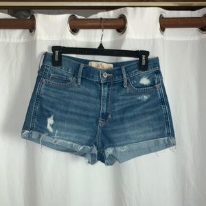 Hollister short-short high rise distressed jean shorts